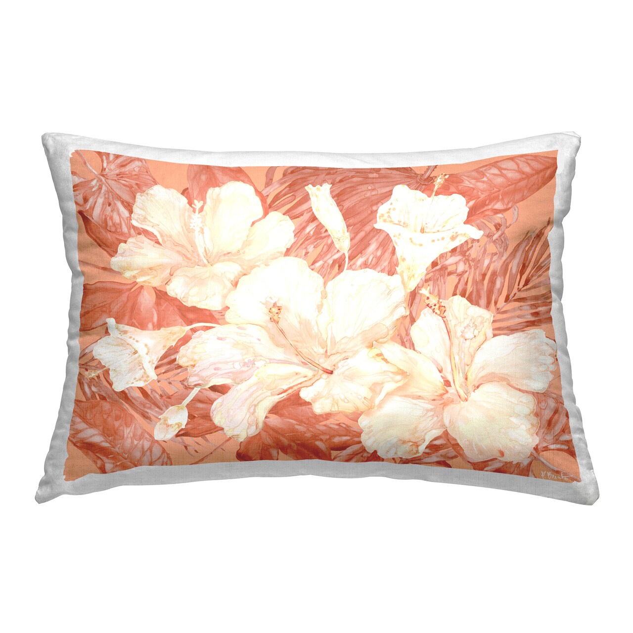 Bright Hibiscus Bundle Decorative Printed Throw Pillow Design by Paul Brent, 14 x 7 x 20